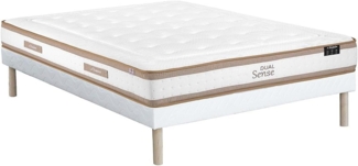 Vente-unique - Bett - 140 x 190 cm - Polsterbettgestell - Hybridmatratze 7-Zonen Taschenfederkern & Memoryschaum - Höhe 28 cm - MEYANI von YSMÉE