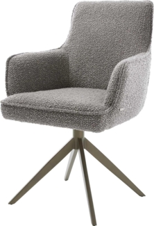 Drehstuhl Heira-Flex mit Armlehnen Bouclé Silbergrau Kreuzgestell breit Effektfinish Titan 360° drehbar Wippfunktion Taschenfederkern