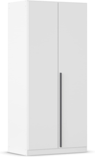 rauch Kleiderschrank Alba, Drehtürenschrank, Garderobenschrank, 2-türig, mit 1 Kleiderstange und 1 Einlegeboden, Farbe Weiß, Griffstange Grau metallic, Schwarz, 91x197x56cm