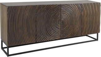riess-ambiente Sideboard ZEN CIRCLES 180cm dunkelbraun / schwarz (Einzelartikel, 1 St), Mango-Massivholz · Metall · Kommode · 3D-Front · Modern Design