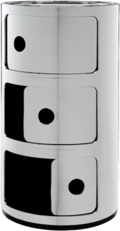 Kartell Componibili, 3 Elements, Verchromt, Runde Basis