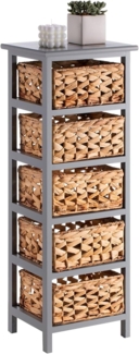 IDIMEX Nachtkommode ARBO, Kommode Schubladenschrank Regal aus Paulownia Holz mit 5 Körben