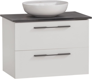 Schildmeyer Waschtisch Maxim 701862, rundes Aufsatzbecken, weiß matt/Marmor Optik