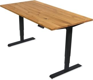 Ergotopia® Elektrisch höhenverstellbarer Schreibtisch | 5 Jahre Garantie | Ergonomischer Steh-Sitz Tisch + Memory Funktion | Weniger Schmerzen, mehr Produktivität (120x80 cm, S, Echtholz Eiche)