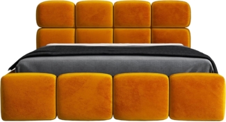 Polsterbett MONAKO 120x200 mit Matratze, Bettkasten und Lattenrost. Farbe: Senf 8