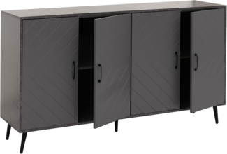 Sideboard HWC-N89, Kommode Schrank Highboard Anrichte, Fischgrätenmuster Melamin Holz, 88x150x40cm ~ Marmor-Optik grau