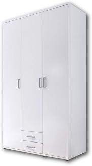 OLLI Eleganter Kleiderschrank 3-türig mit viel Stauraum - Vielseitiger Drehtürenschrank in Weiß - 120 x 196 x 54 cm (B/H/T)