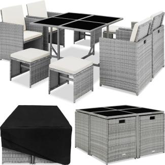 tectake Sitzgruppe Rattan Sitzgruppe, (Set, 9-tlg), für 4 bis 8 Personen