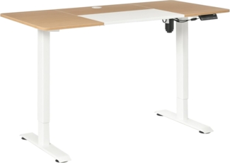Vinsetto Schreibtisch Elektrischer Tischgestell mit Motor Computertisch (Stehschreibtisch, 1-St, Arbeitstisch), Metall Spanplatte Natur+Weiß 140 x 70 x 72-116 cm