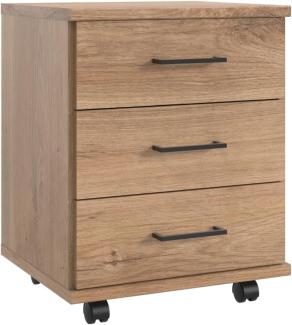 Rollcontainer >HOME DESK< in Plankeneiche Nachbildung - 46x58x40cm (BxHxT)