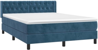 vidaXL Boxspringbett mit Matratze Dunkelblau 140x190 cm Samt 3131139