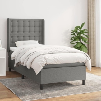 vidaXL Boxspringbett mit Matratze Dunkelgrau 90x190 cm Stoff 3131714