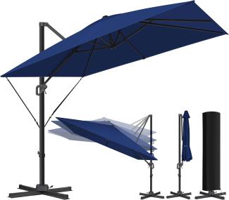 Kesser® 'Sun XL' Sonnenschirm inkl. Abdeckung ohne LED, neigbar, Polyester navyblau, 300x300 cm