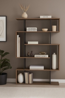 Dmora - Bücherregal Adhara, Büroregal, Mobiler Buchhalter, Bücherbrett, 110x26h161 cm, Eiche und Anthrazit