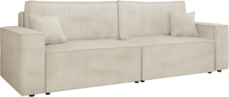 Schlafsofa Kobaro Cord mit 2 Bettkästen und Schlaffunktion (Farbe: Poso 100)
