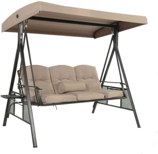 HOME DELUXE Hollywoodschaukel 3-Sitzer DESCANSO - 115 x 198 cm Beige mit Abdeckung