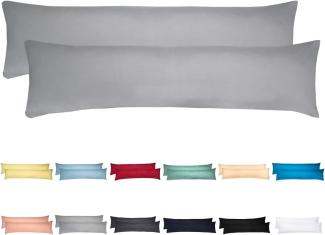 Livessa Seitenschläferkissen Bezug 40x145 (2er Set) - Verdeckter Reißverschluss an der Langen Seite,%100 Baumwolle Jersey Stoff, Oeko-Tex Zertifiziert, Ultra weich und atmungsaktiv