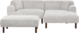 3-Sitzer Ecksofa Stoff hellgrau linksseitig mit Ottomane HOLT
