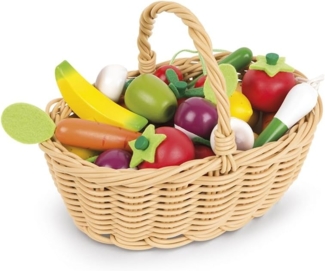 Janod J05620 - Obst- Und Gemüse Sortiment Im Korb (Inhalt 24 teile)
