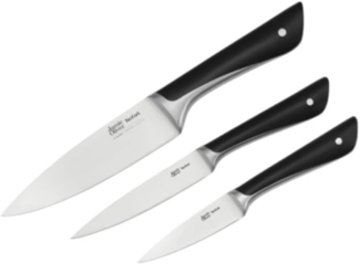 Jamie Oliver by Tefal K267S3 3-teiliges Messerset, Kochmesser, Universalmesser, Schälmesser, hohe Schneideleistung, unverwechselbares Design, widerstandsfähige Klingen, Edelstahl, schwarz