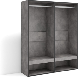 Skraut Home | Offener Kleiderschrank | Kleidung, Schuhe | 120 x 145 x 35 cm | Für Schlafzimmer, Zimmer | Garderobenschrank | Moderner Stil | Zement