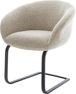 Freischwinger Vinka-Flex mit Armlehnen Webstoff Soft Beige Freischwinger flach Schwarz Taschenfederkern