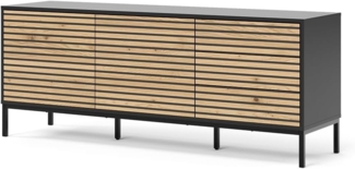 Vicco Kommode Schwarz/Eiche 150x60 cm mit 3 Schubladen, Eliza