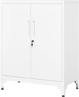 SONGMICS Aktenschrank, Mehrzweckschrank, Büroschrank mit 2 Türen, Schrank abschließbar, Aufbewahrungsschrank aus Stahl, für Arbeitszimmer, Wohnzimmer, mattweiß OMC013W01