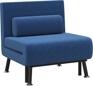 HOMCOM Sessel Schlafsofa mit Verstellbarer Rückenlehne, Gästebett (Klappbett mit Bettfunktion, 1-St, Schlafsessel), für Schlafzimmer, Blau, 75cm x 70cm x 75cm