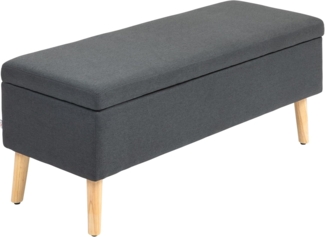 HOMCOM Sitzbank mit Stauraum, Leinenoptik für Flur Schlafzimmer Wohnzimmer (Truhenbank, 1-St, Polsterbank), Gummiholz Dunkelgrau 110 x 39 x 45 cm