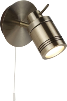 Wandleuchte, Antik Messing, Edelstahl, H 16 cm, SAMSON