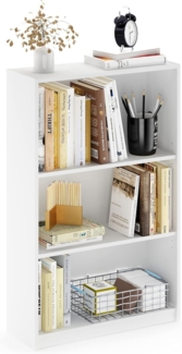 Furinno JAYA 3-stufiges Bücherregal, Büroregal, Bücherregal, Küchenregal mit verstellbarem Regal, Weiß, 62x24. 1x102. 4 cm