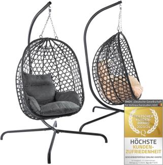 Goods+Gadgets Hängestuhl Hängesessel mit Gestell (Hängekorb Sessel), Schwebeliege Rattan Outdoor & Indoor Relax-Stuhl