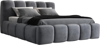 A&J MöbelLand 'Sonic' Polsterbett, Polyester, Anthrazit, 90 x 200, mit Matratze, mit Lattenrost, mit Bettkasten