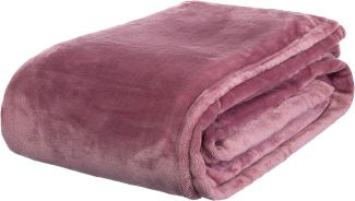 BRANDSSELLER Flanelldecke Supersoft Kuscheldecke Tagesdecke Wohndecke - Uni - 180 x 220 cm - Altrosa