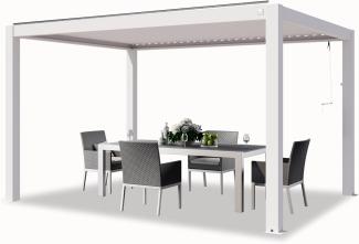 PRIMEYARD Pergola 3x4 m Aluminium Pfosten mit Lamellendach aus Aluminium weiße Terrassenüberdachung