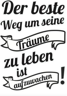 Plage DEKO Sticker - DIE Beste LÖSUNG UM Seine TRÄUME ZU ERLEBEN, Vinyl, Schwarz, 68 x 0.1 x 47,7 cm