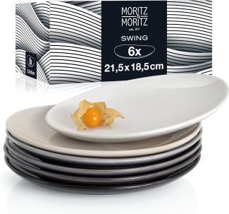 Moritz & Moritz Frühstücksteller Teller Geschirr Set grau, (6 St), geeignet für Mikrowelle und Spülmaschine