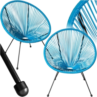 tectake 800988 2er Set Acapulco Garten Stuhl, Relaxsessel im Retro Design, Indoor und Outdoor, Lounge Sessel für Garten Balkon und Terrasse (Blau | Nr. 404409)