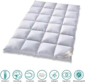 Typ Eiderdaune Silverstar Ganzjahresdecke 90/10 Daune Aussensteg 155x220 cm weicher Bezug
