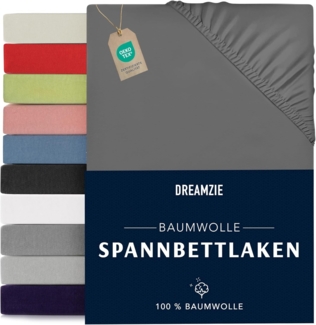 Dreamzie - Spannbettlaken 70x160 cm - Baumwolle Oeko Tex Zertifiziert - Anthrazitgrau - 100% Jersey Spannbetttuch 70x160