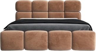 Polsterbett MONAKO 90x200 mit Matratze, Bettkasten und Lattenrost. Farbe: Tabak 3