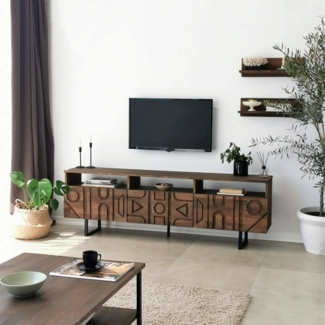 Dmora Novastra, Sideboard für Wohnzimmer, niedriger Schrank für TV, Wandbasis, 170 x 30 x 40 cm, Walnuss