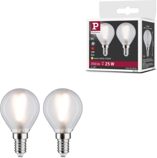 Paulmann 28638 LED Tropfen 3 Watt E14 Matt Warmweiß 2er-Pack