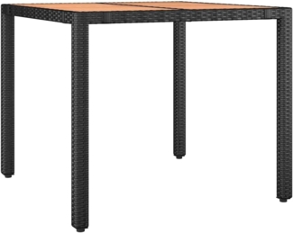 Gartentisch 75 x 90 x 90 cm mit Holzplatte Schwarz Poly Rattan & Akazienholz