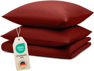 Blumtal Bettwäsche, 12 - Dunkelrot, Decke 220x240 cm & 2x Kissen 40x80 cm