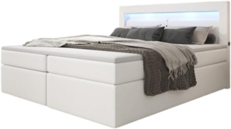 Boxspringbett Repos mit LED und USB 140x200 Weiß H2 (bis 70kg)