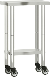vidaXL Küchen-Arbeitstisch mit Rollen 55x30x85 cm Edelstahl 376459