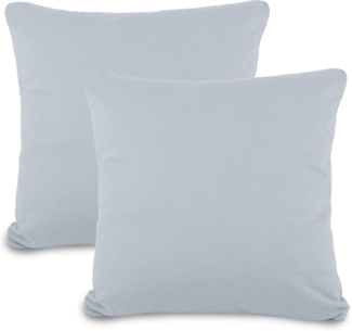 aqua-textil Classic Line Baumwoll Kissenbezug 2er-Set 60x60 Silbergrau Kissen Bezug Reißverschluss Jersey Kissenhülle