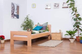 EinzelbettEasy Premium Line K2, Buche Vollholz massiv Natur - Maße: 90 x 200 cm